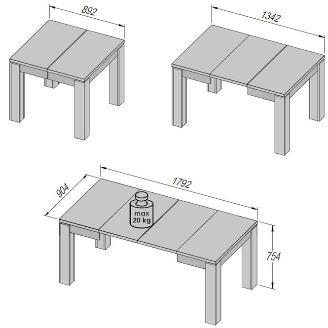 Stół rozkładany rozkładany Trass EST45-D53 90/180x75,9cm