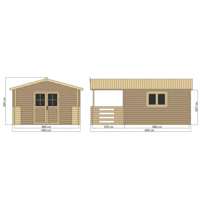 Domek Heidi 4x4m + taras 4x2m z podłogą