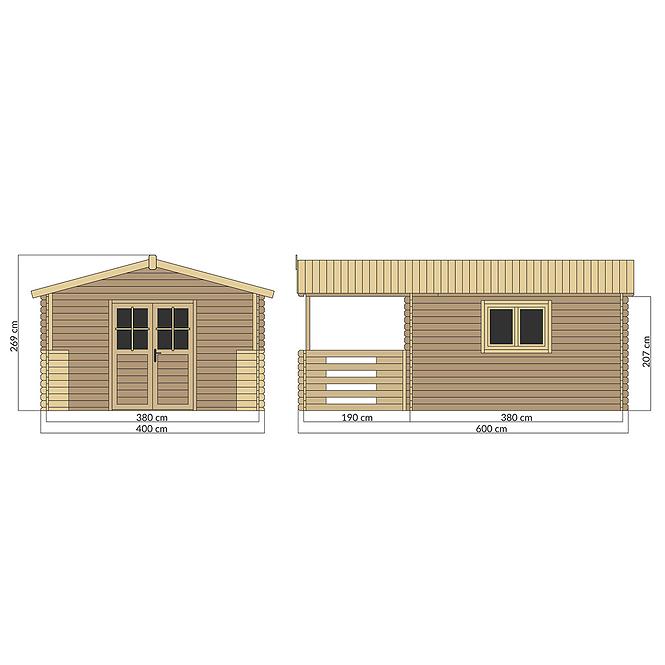Domek Heidi 4x4m + taras 4x2m z podłogą