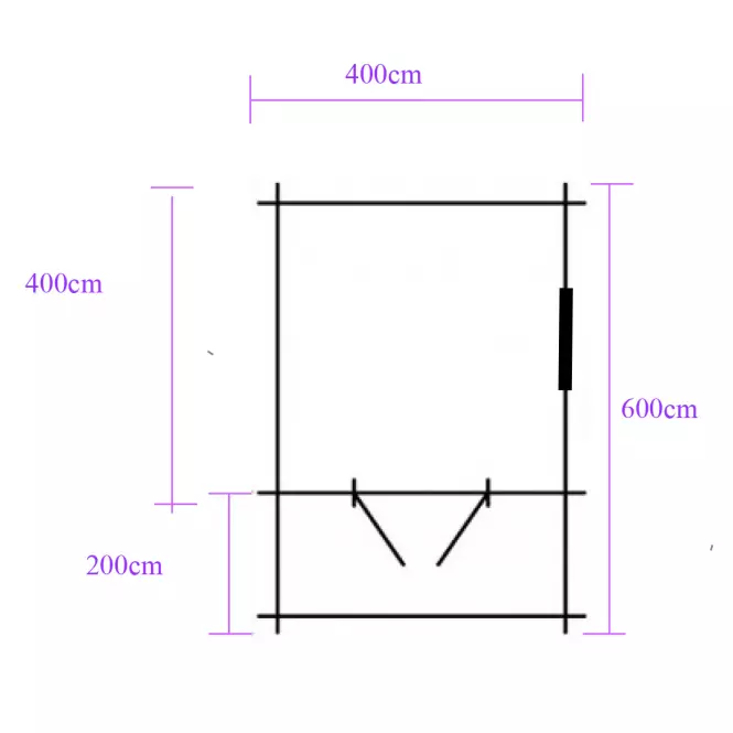 Domek Heidi 4x4m + taras 4x2m z podłogą