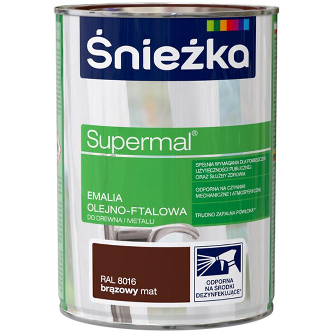 Śnieżka Supermal Emalia Olejno-Ftalowa farba do drewna i metalu Brązowa 0,2l
