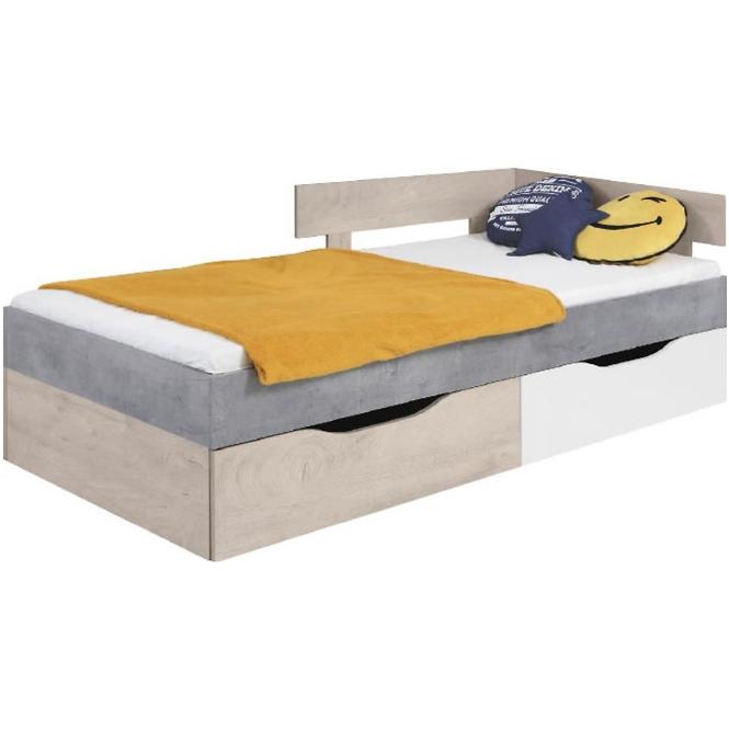 Łóżko Sigma 94 SI15 beton/biały/dąb