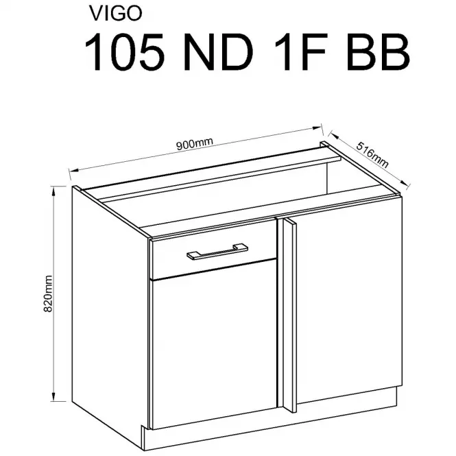 Szafka kuchenna Vigo biały HG 90ND 1F BB