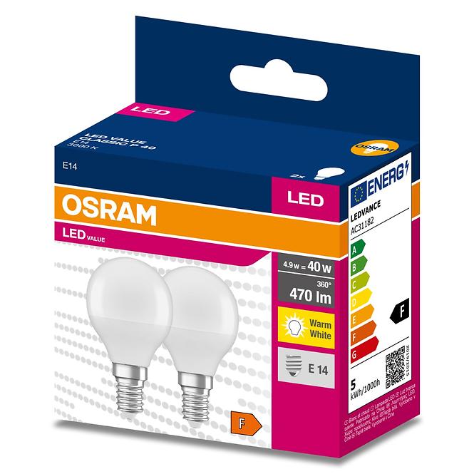 Żarówka LED Osram E14 P45 4,9W 2700K 2szt