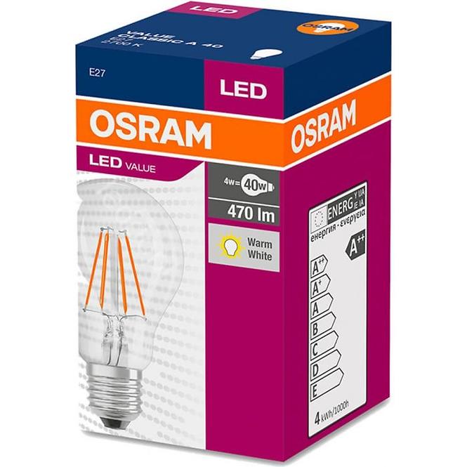 Żarówka OSRAM LED Fila Value CL A60 E27 4W 40W 470LM 827