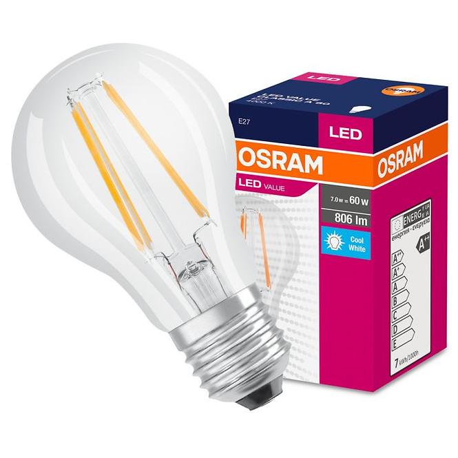 Żarówka OSRAM LED Fila Value CL A60  E27 7W 60W 806LM 840