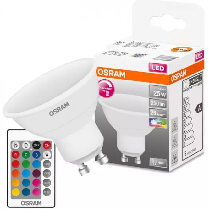 OSRAM LED STAR GU10 RGBW 4,5W 25W + PIL