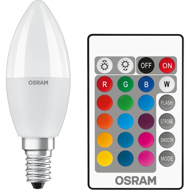 Żarówka LED OSRAM E14 RGB B35 4,9W z pilotem