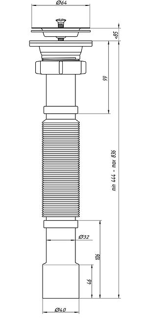 Syfon umywalkowy uniwersalny sitko metal 32 19270