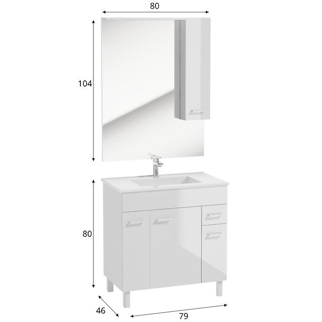 Zestaw szafka z umywalką Catania D80 i lustro z oświetleniem