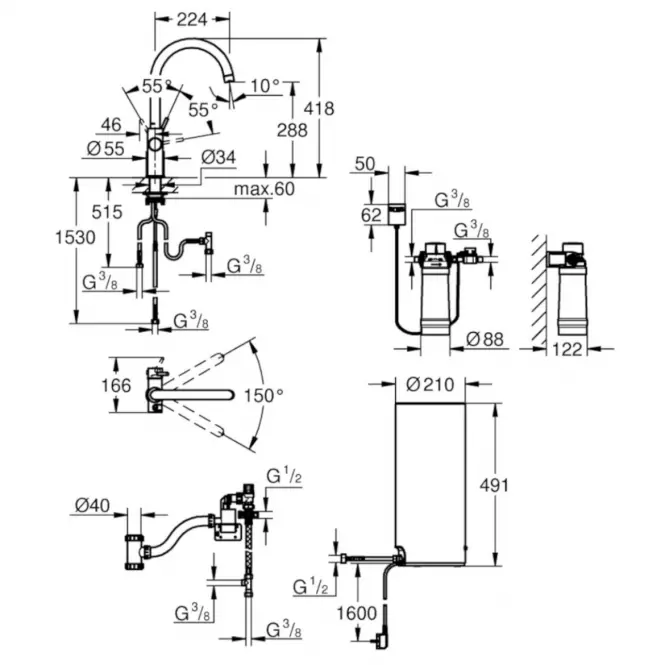 Bateria i bojler stojący GROHE RED DUO 30079001