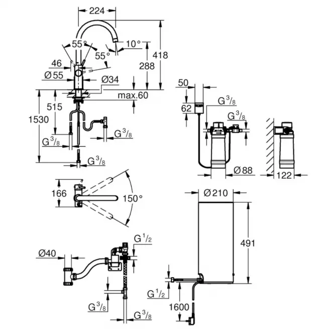 Bateria i bojler stojący GROHE RED DUO 30079DC1