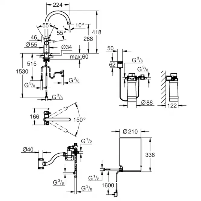 Bateria i bojler stojący  GROHE RED DUO 30083DC1