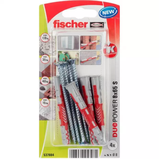 Fischer Kołek uniwersalny Duopower z wkrętem 8x65 s k nv,2