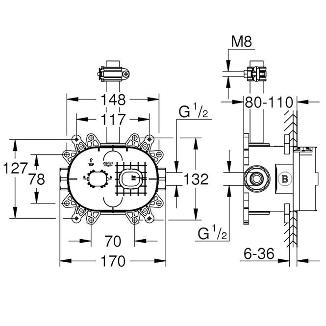 Element podtynkowy do montażu ramienia prysznicowego RAINSHOWER SMARTCONTROL 26264001