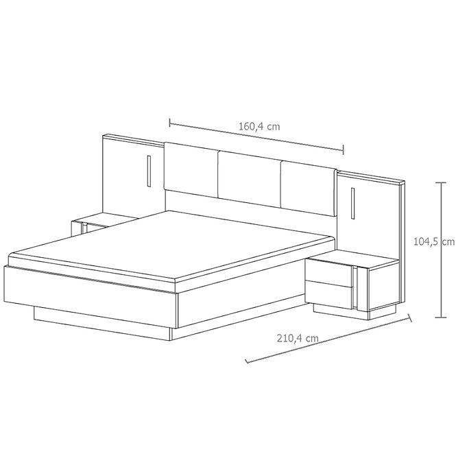 Łóżko 160 z pojemnikiem Arco dąb grandson/biały połysk