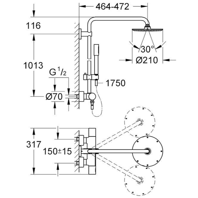 Zestaw prysznicowy z termostatem RAINSHOWER SYSTEM 27967000