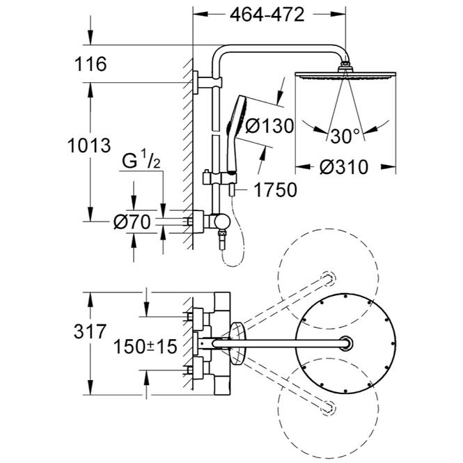 Zestaw prysznicowy z termostatem RAINSHOWER SYSTEM 27966000