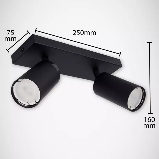 Kinkiet Manam GU10 2L black 03764 K2