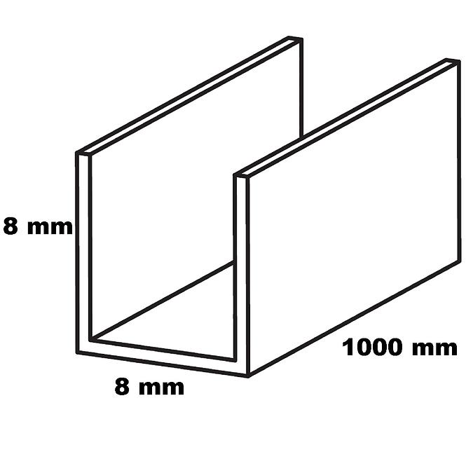 Profil U aluminiowy srebrny 8x8x1000