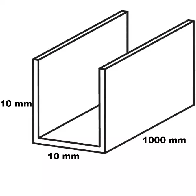 Profil U aluminiowy srebrny 10x10x1000