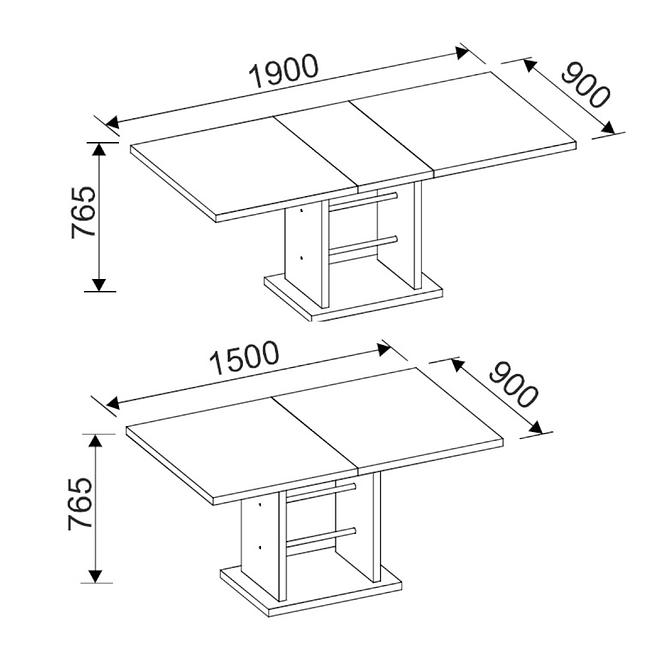 Stół rozkładany Bath 150/190x90 cm Biały