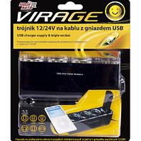Virage- Trójnik 12/24v na kablu z gniazdem USB