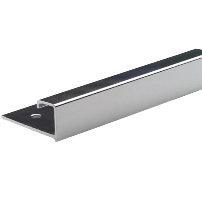 Profil krawędziowy kwadratowy aluminiowy Anoda Silver Chromed 2500/27/10 mm