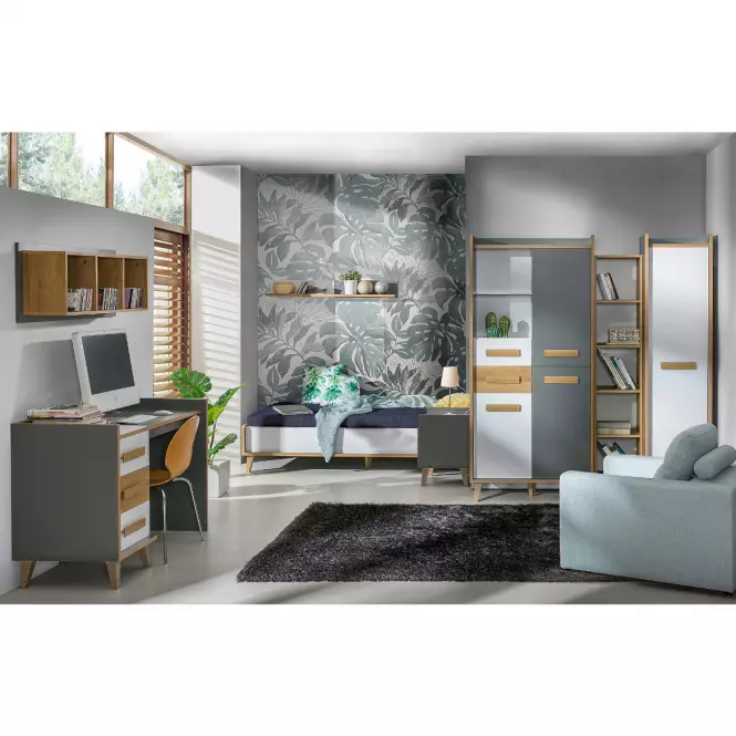Łóżko Z Pojemnikiem W10 Werso Riviera/Biały Bryl/Antracyt