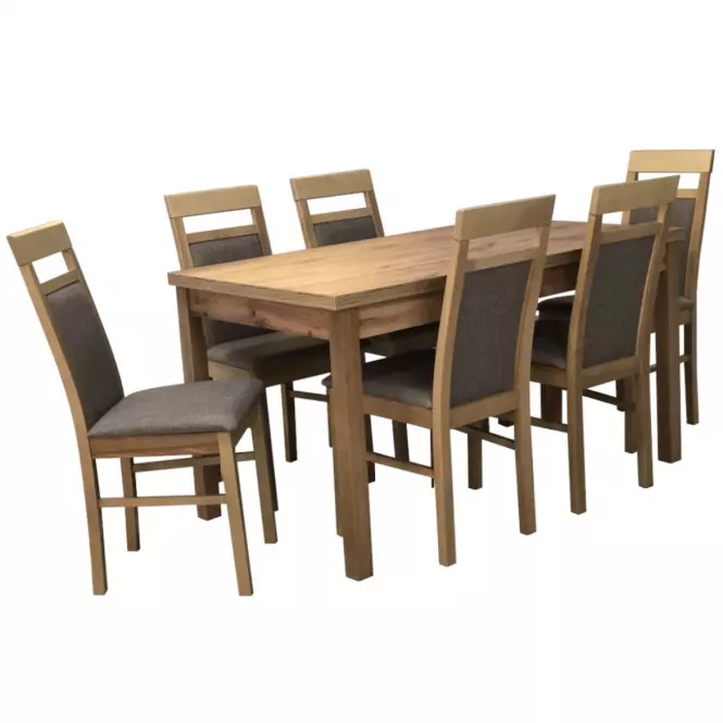 Zestaw stół i krzesła Emilia 1+6 St874 140x80+40 Wotan Kr981 Wotan Fancy96