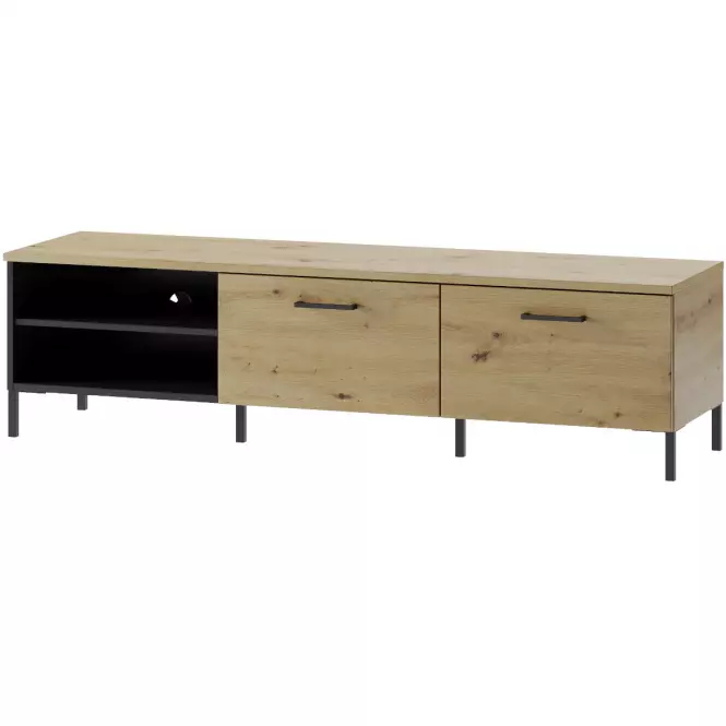 Szafka RTV Lucas 25 Dąb Artisan/Czarny Mat