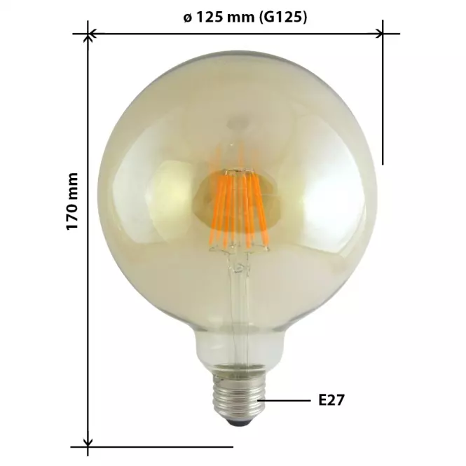 Żarówka LED G125 10W E27 2000K Gold Decor Filament