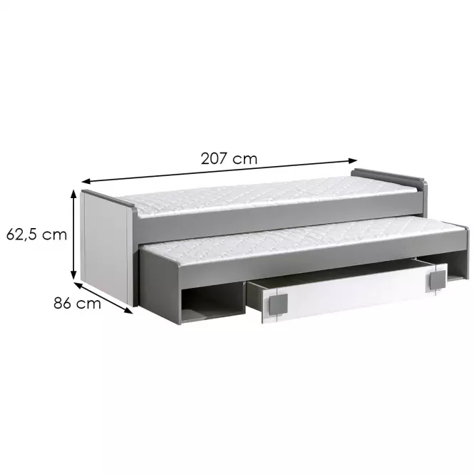 Łóżko Podwójne 200x80 Gumi G16 Biały Bryl/Antracyt