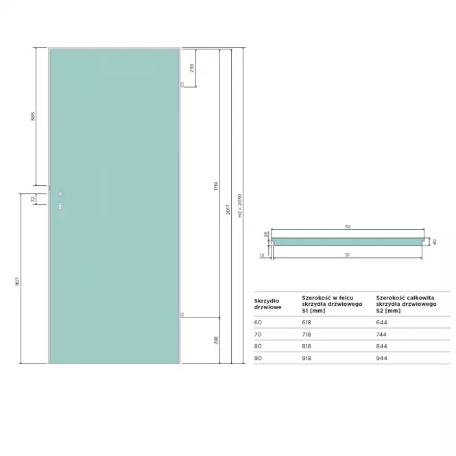 Drzwi wewnętrzne Standard 01 60 P wiąz skandynawski,3