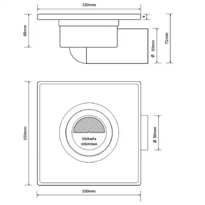 Wpust posadzkowy Axus mat 15x15 obrotowy 360 FI50 11312