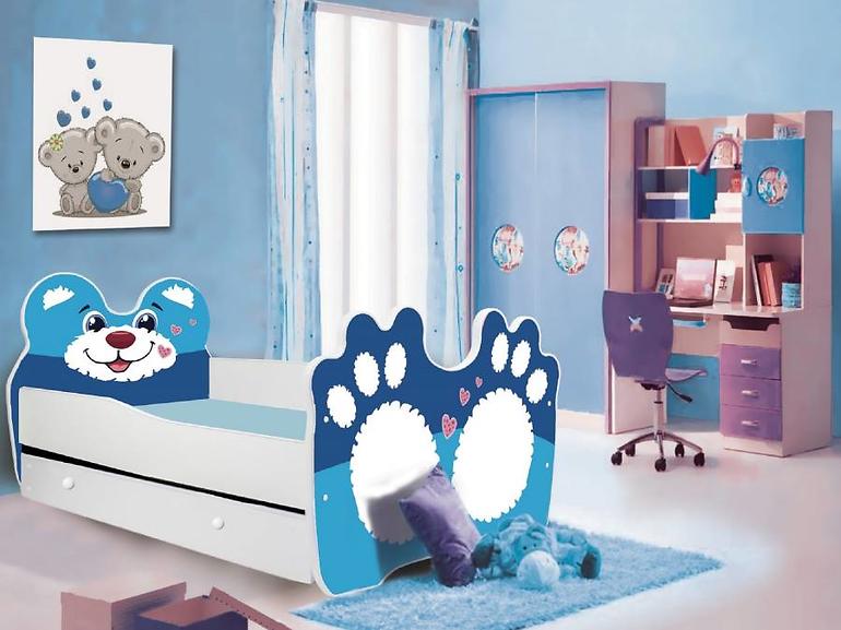 Łóżko Dziecięce Bear 160 Niebieski + materac i stelaż
