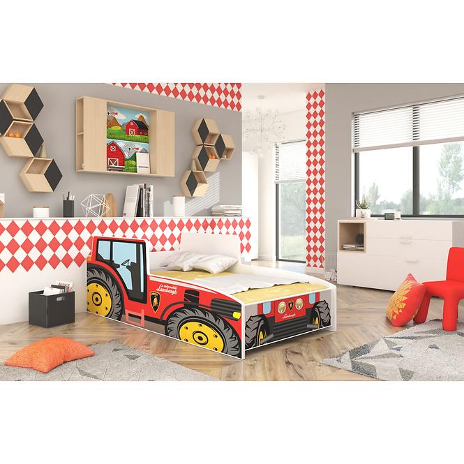 Łóżko Dziecięce Traktor 140 Czerwony  + materac i stelaż