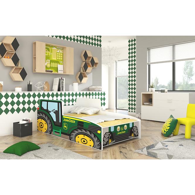 Łóżko Dziecięce Traktor 140 Zielony  + materac i stelaż