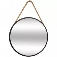 Lustro okrągłe w czarnej ramie na sznurku FI50cm