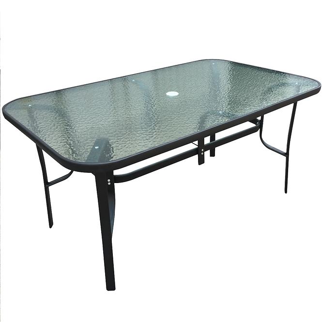 Stół szklany z otworem 150x90x70cm czarny