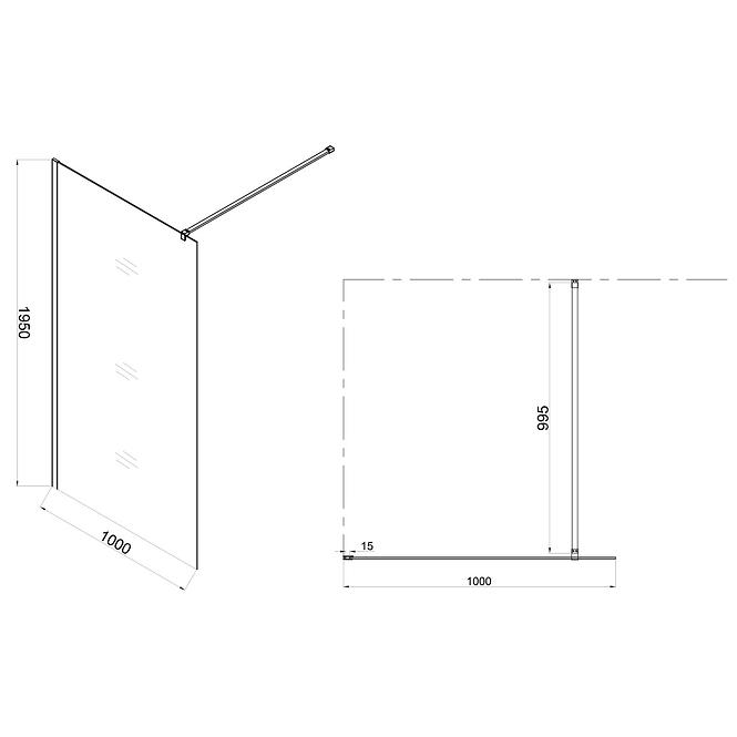 Ścianka WALK-IN Soft 100x195 profil chrom
