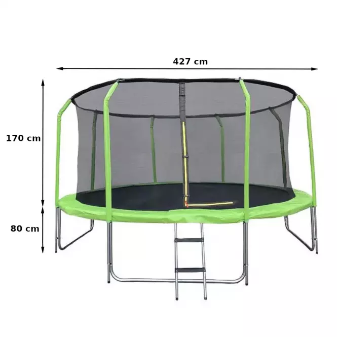 Trampolina ogrodowa COMFORT z drabinką 427cm zielona