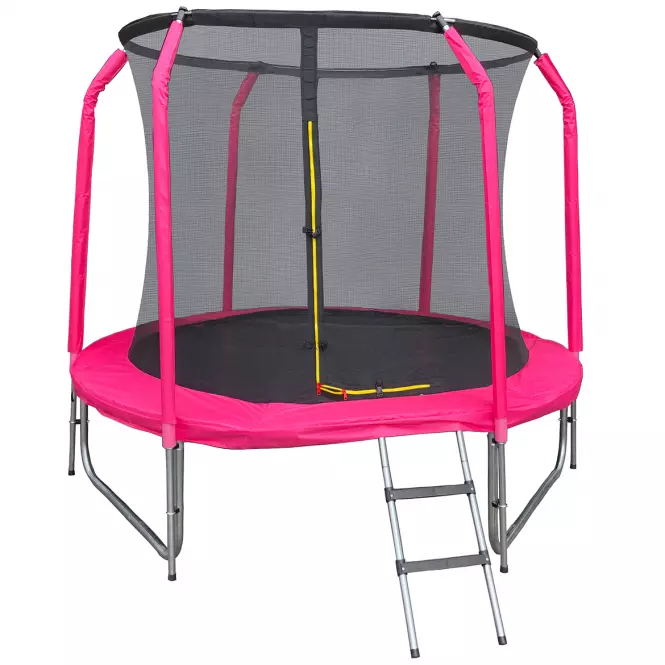 Trampolina z drabinką 244cm różowa