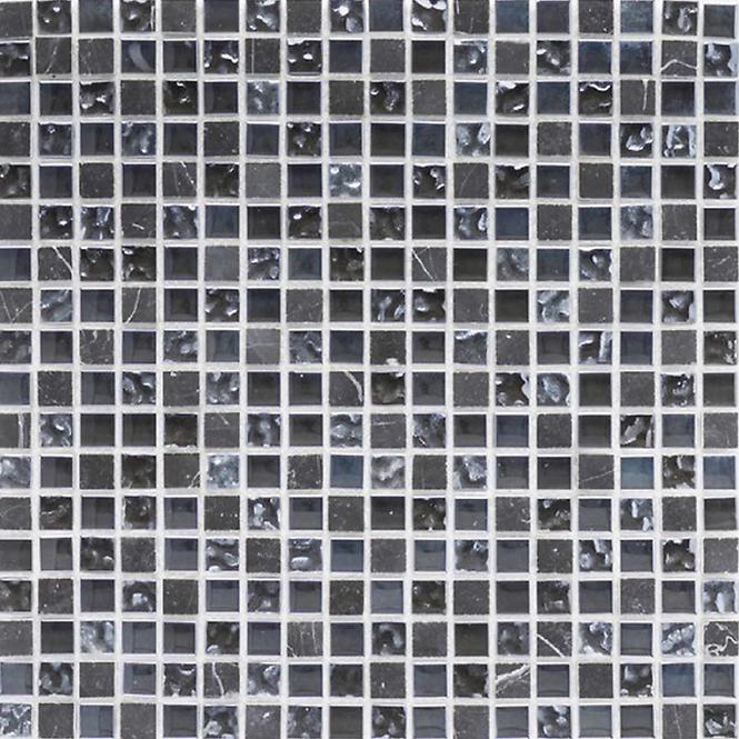 Mozaika Marmor schwarz/glasmix schwarz 30,5X30,5X0,8