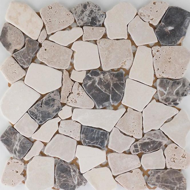 Mozaika Poly biancone,Travertin/marron emperado 30,5X30,5