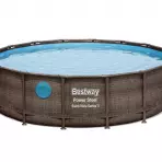 Basen stelażowy z pompą 4,88x1,22 m rattan/deska 56725