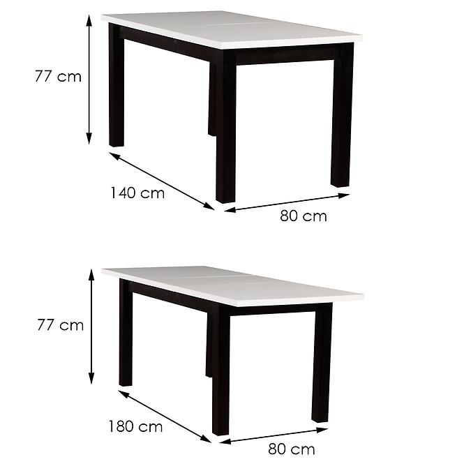 Stół rozkładany ST28 140/180x80cm biały/czarny