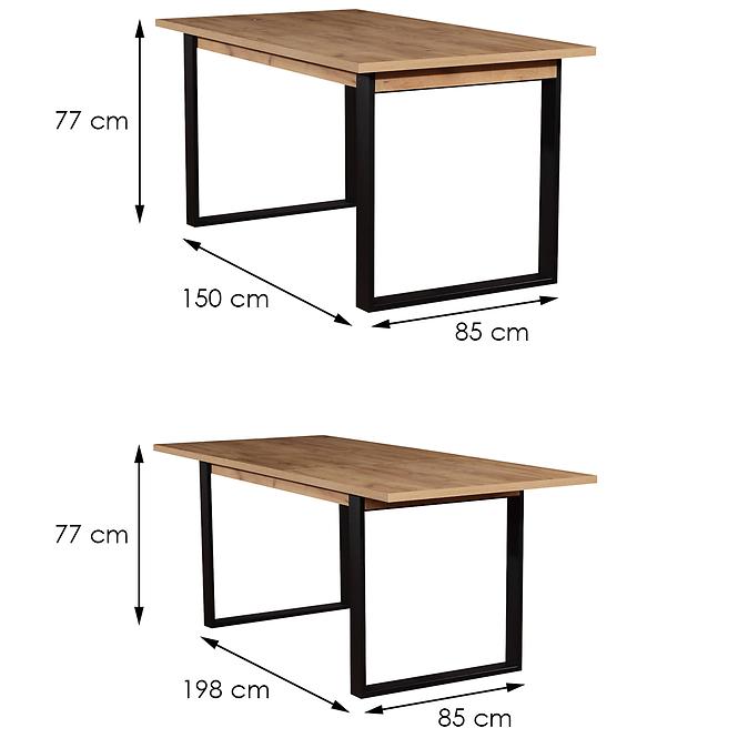 Stół rozkładany ST42 150/198x85cm dąb wotan/czarny