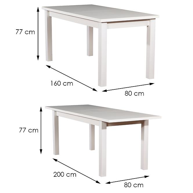 Zestaw stół i krzesła Cyprian 1+6 ST28 160X80+40 + W31 biały