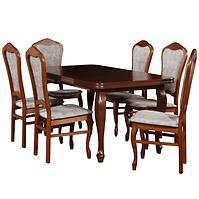 Zestaw stół i krzesła Kasandra 1+6 st16 160x90+40 +W35 jasny orzech